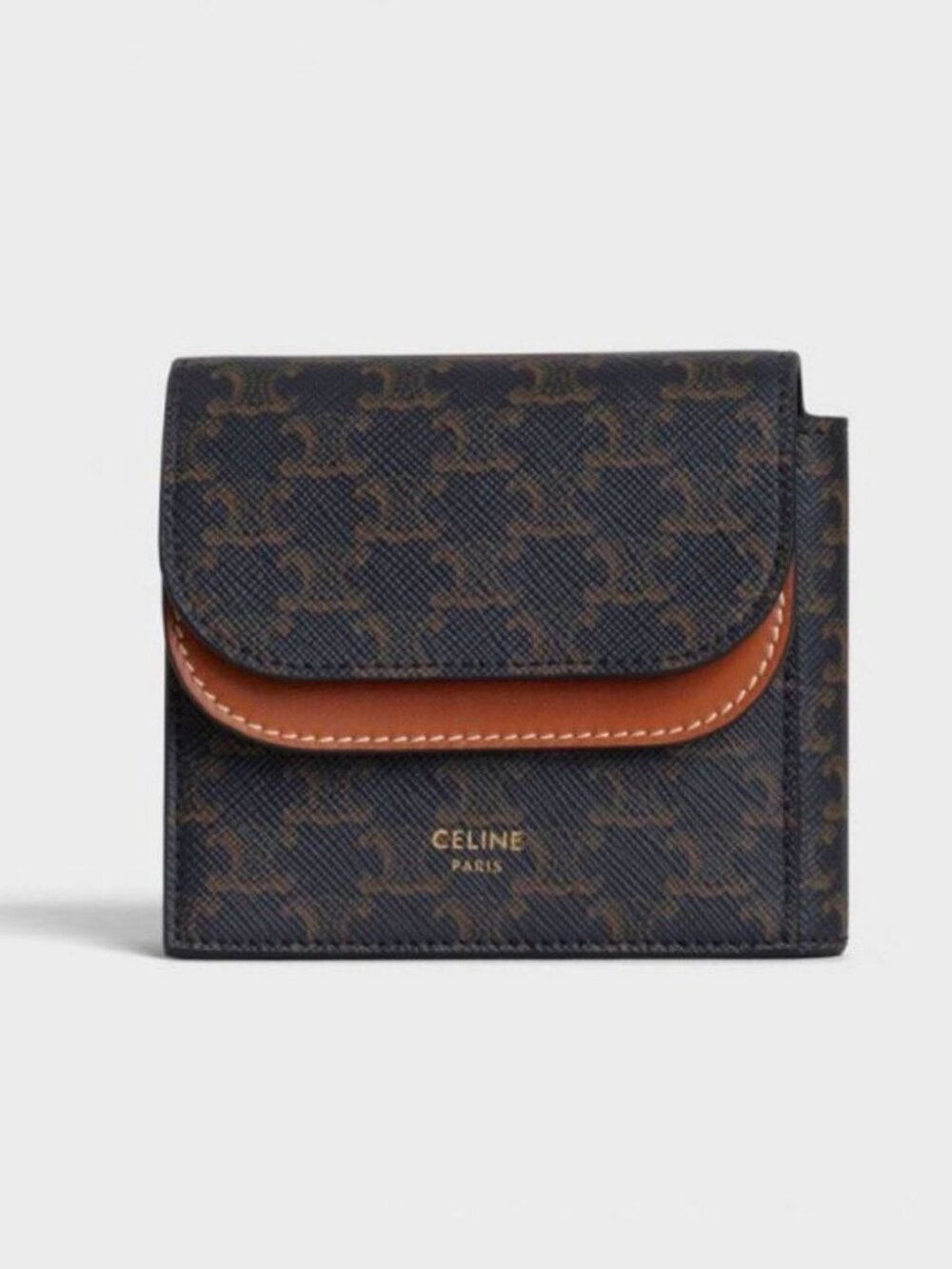Celine Triomphe Monogram Canvas Brown Leather Bi-Fold Women’s Men’s